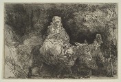 The Flight into Egypt: Crossing a Brook, Rembrandt (Rembrandt van Rijn) Dutch, Etching, engraving and drypoint