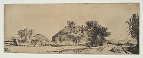Landscape with a Farmhouse Along a Road Beside a Canal, Rembrandt (Rembrandt van Rijn) (Dutch, Leiden 1606–1669 Amsterdam), Drypoint