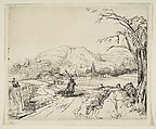 Landscape with a shepherd and a dog, Rembrandt (Rembrandt van Rijn) (Dutch, Leiden 1606–1669 Amsterdam), Etching and drypoint; second of two states