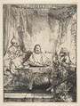 The Supper at Emmaus, Rembrandt (Rembrandt van Rijn)  Dutch, Etching, burin and drypoint; first of two states