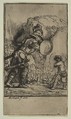 David and Goliath, Rembrandt (Rembrandt van Rijn)  Dutch, Etching, burin, and drypoint, some plate tone; first of five states