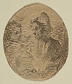 Old Woman and Child in Oval (from Sketches on the Coast Survey Plate), James McNeill Whistler American, Etching; proof impression of the only state (Glasgow 1); this is a fragment cut from the upper portion of "Sketches on the Coast Survey Plate" (Kennedy no. 1) by Whistler and mounted on a board with six other related fragments. Cited by Glasgow as the earliest known impression.