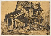 The Unsafe Tenement (The Old Farm), James McNeill Whistler (American, Lowell, Massachusetts 1834–1903 London), Etching on tan chine on white wove paper (chine collé); third state of four (Glasgow)