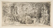 Scene in the Tuileries: The Watering Cart, Gabriel de Saint-Aubin  French, Etching, second state