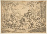 The Holy Family with Saint John the Baptist, copy after Cantarini, Simone Cantarini  Italian, Etching