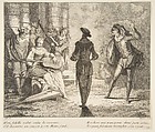 Isabelle Plays Guitar for Pierrot and Scaramouche, Claude Gillot  French, Etching, second state