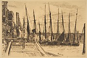 Billingsgate, James McNeill Whistler (American, Lowell, Massachusetts 1834–1903 London), Etching and drypoint, printed in black ink on modern cream colored medium weight laid paper; eighth state of nine (Glasgow), probably as published in 