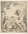 Adam and Eve, Simone Cantarini Italian, Etching
