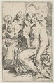 Holy Family with Saint John the Baptist, copy in reverse, Simone Cantarini  Italian, Etching