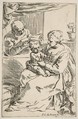 Holy Family with a Rosary, Simone Cantarini  Italian, Etching