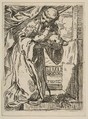 Saint Anthony of Padua holding the Christ Child, Simone Cantarini  Italian, Etching