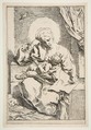 Madonna and Child with a bird, Simone Cantarini Italian, Etching