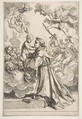 Saint Anthony of Padua adoring the Christ Child in Glory, Simone Cantarini  Italian, Etching