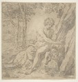 Saint John the Baptist in the desert, Simone Cantarini Italian, Etching