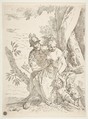 Mars, Venus and Cupid, Simone Cantarini  Italian, Etching