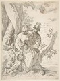 Mars, Venus, and Cupid, Simone Cantarini  Italian, Etching