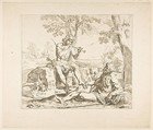 Mercury and Argus, counterproof of copy in reverse after Cantarini, Simone Cantarini  Italian, Etching
