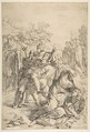 Saint Benedict exorcising a demon, Simone Cantarini  Italian, Etching