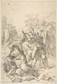 Saint Benedict exorcising a demon, Simone Cantarini  Italian, Etching