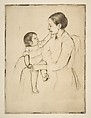 The Caress, Mary Cassatt (American, Pittsburgh, Pennsylvania 1844–1926 Le Mesnil-Théribus, Oise), Drypoint; second state