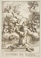 Saint Anthony of Padua adoring the Christ Child, copy after Cantarini, Anonymous, Italian, 17th century  Italian, Etching