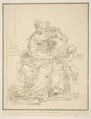Seated woman with a putto, Simone Cantarini  Italian, Etching