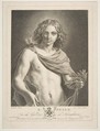 Apollo wearing a mantle and holding a laurel branch and violin, Victor Marie Picot  French, Etching and engraving