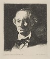 Portrait of Charles Baudelaire, Full Face, after a photograph by Nadar, Edouard Manet (French, Paris 1832–1883 Paris), Etching on wove (China) paper, final state of 4