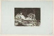 Olympia (large plate), Edouard Manet (French, Paris 1832–1883 Paris), Etching on blue laid paper, third and final state
