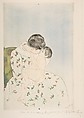 Mother's Kiss, Mary Cassatt (American, Pittsburgh, Pennsylvania 1844–1926 Le Mesnil-Théribus, Oise), Drypoint and aquatint, printed in color from two plates; fifth state of five (Mathews & Shapiro)