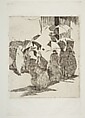 Line in front of the Butcher Shop, Edouard Manet  French, Etching on light blue laid paper; first state of two