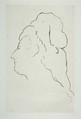 Profile of Eva Gonzalès turned to the left, Edouard Manet French, Etching on blue laid paper, only state