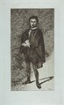 The Tragic Actor: Rouvière in the Role of Hamlet, Edouard Manet French, Etching on blue laid paper, final state (II)