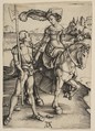 The Lady on Horseback and the Lansquenet, Albrecht Dürer  German, Engraving