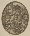 Saint Eustace (reduced reverse copy in oval), Albrecht Dürer German, Engraving