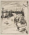 Little Wapping (The Little Rotherhithe), James McNeill Whistler (American, Lowell, Massachusetts 1834–1903 London), Etching, printed in black ink on heavy off-white wove paper; third state of four (Glasgow)