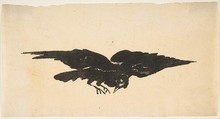 The Flying Raven, Ex Libris for "The Raven" by Edgar Allan Poe, Edouard Manet  French, Lithograph on simili-parchment