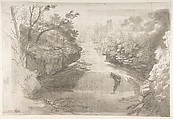Corra Linn, the Falls of the Clyde, Joseph Farington British, Pen and ink, brush and wash, over graphite