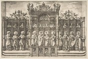 Large Choirstall with Christ Blessing the Virgin, Daniel Hopfer German, Etching; first state of two