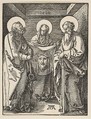 Saint Veronica between Saints Peter and Paul, from "The Small Passion", Albrecht Dürer  German, Woodcut