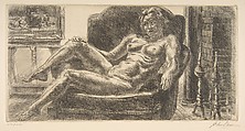 Nude in Armchair by Fireplace, John Sloan (American, Lock Haven, Pennsylvania 1871–1951 Hanover, New Hampshire), Etching