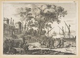 Coast Scene with an Artist, Claude Lorrain (Claude Gellée) French, Etching; fifth state of five (Mannocci)