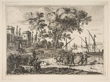 Coast Scene with an Artist, Claude Lorrain (Claude Gellée)  French, Etching; third state of five (Mannocci)