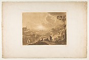 Landscape, after Lorrain, Etched with aquatint by Ludovico Caracciolo (Italian, Rome 1761–1842), Etching and aquatint