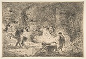 Tobit burying the Dead, Giovanni Benedetto Castiglione (Il Grechetto) Italian, Etching