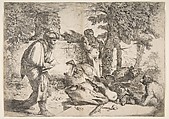 Diogenes in search of an honest man, Giovanni Benedetto Castiglione (Il Grechetto) Italian, Etching