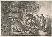 Raising of Lazarus, Giovanni Benedetto Castiglione (Il Grechetto) Italian, Etching