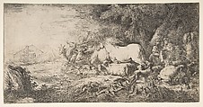 Noah and the animals entering the ark, Giovanni Benedetto Castiglione (Il Grechetto) (Italian, Genoa 1609–1664 Mantua), Etching