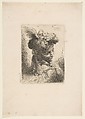 Young man facing three quarters right wearing a fur headdress with a plume, jewel and a headband, from 