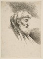 Head of an old bearded man facing right, from the series of  'Small Heads in Oriental Headdress', Giovanni Benedetto Castiglione (Il Grechetto)  Italian, Etching